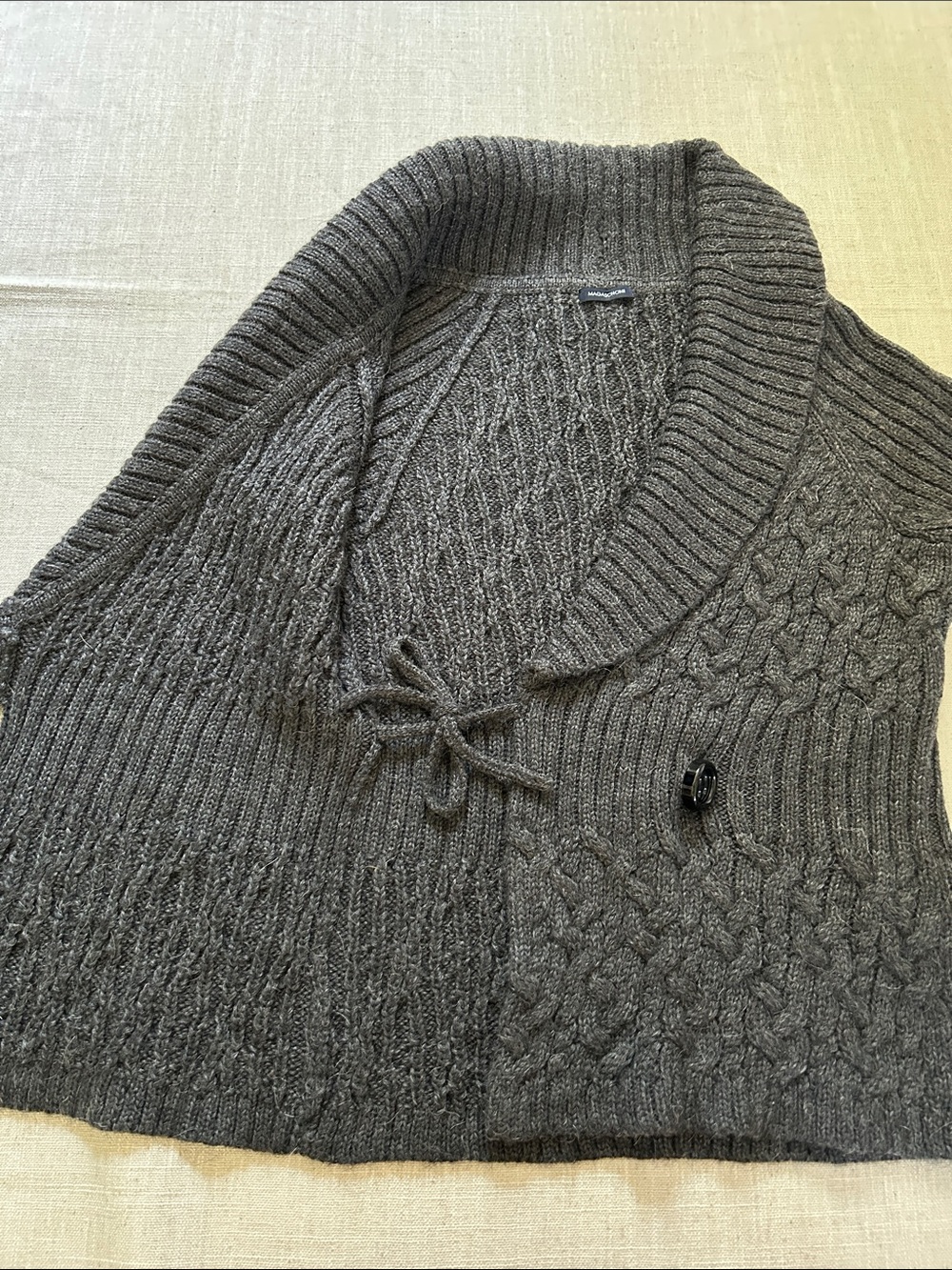 Magaschoni Cable-Knit Sweater Shawl Collar Vest Charcoal Business Casual - Picture 7 of 15